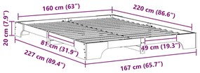 Estrutura de cama de chão Castanho 160 x 220 cm