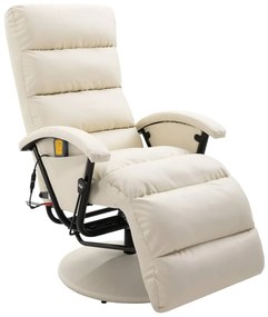 Cadeira de massagens reclinável couro artificial branco creme
