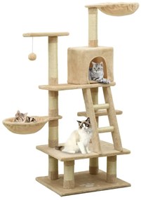 vidaXL Árvore para gatos com postes arranhadores sisal bege 122 cm