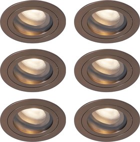 Conjunto de 6 focos embutidos modernos bronze escuro giratórios e inclináveis IP44 - Chuck