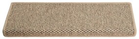 Tapetes escada adesivos aspeto sisal 15pcs 65x21x4 bege-escuro