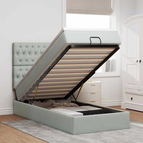 vidaXL Estrutura cama otomana colchões 90x190 cm veludo cinzento claro