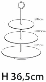 Bandeja de servir 3 níveis 36,5 cm preto mate