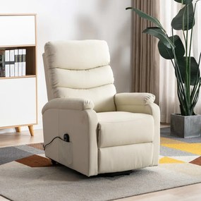 vidaXL Poltrona elevatória couro artificial branco nata