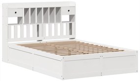 Cama sem colchão 140x190 cm madeira de pinho maciça branco