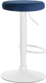 Banco de bar Ponte em veludo e com estrutura branca 38,5 x 60-81 x 38,5 cm Azul
