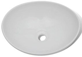 Lavatório com torneira misturadora cerâmica oval branco