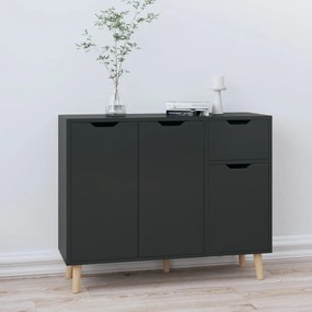 Aparador 90x30x72 cm derivados de madeira preto brilhante