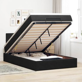 Estrutura de cama otomana com colchão 120x200 cm veludo preto
