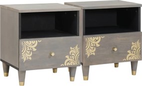 vidaXL Armário de Cabeceira com gaveta 2 pcs Cinzeto 40 x 33 x 46 cm