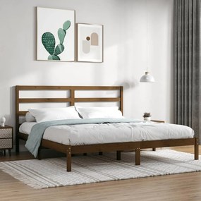 Estrutura de cama super king 180x200 cm madeira castanho-mel
