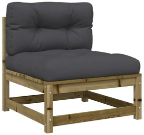 7 pcs conjunto sofás de jardim c/ almofadões pinho impregnado