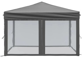 Tenda para festas dobrável com paredes laterais 3x3 m antracite