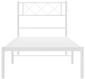 Estrutura de cama com cabeceira 90x200 cm metal branco