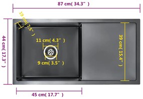 Lava-louça de cozinha artesanal aço inoxidável preto