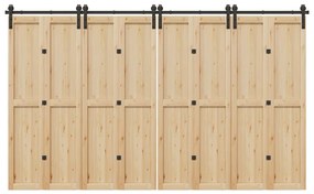 Kit de ferragens para porta deslizante 366 cm aço preto