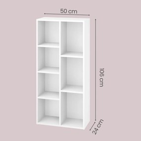 Estante com 7 compartimentos 24,5 x 50,5 x 106,5 cm branco