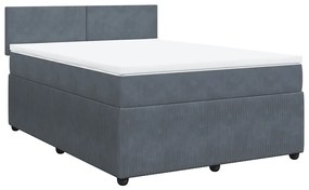 Cama com molas/colchão 140x190 cm veludo cinzento-escuro