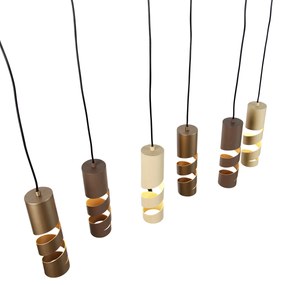 Moderne hanglamp zwart met taupe en beige 6-lichts - Stream Moderno
