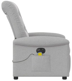 Poltrona massagens reclinável elétrica tecido cinzento-nublado