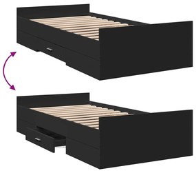 Estrutura de cama c/ gavetas 100x200 cm derivados madeira preto