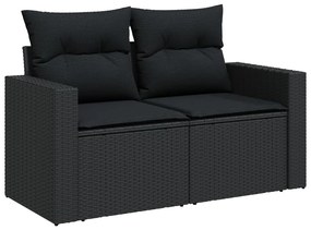 13 pcs conjunto de sofás de jardim com almofadões vime PE preto
