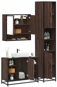 vidaXL 3 pcs conj. móveis WC derivados madeira cor carvalho castanho