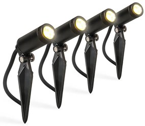 Conjunto de 4 projetores de jardim pretos com LED IP68 - Garly Moderno