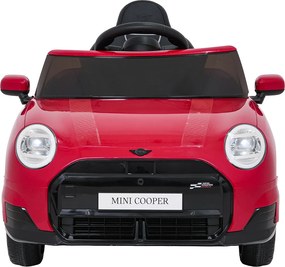 Carro elétrico para Crianças Mini Cooper 12V, Rodas Eva, Assento Couro ecológico Vermelho
