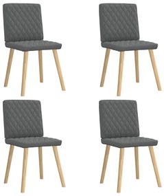 Cadeiras de jantar 4 pcs tecido cinzento-escuro