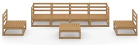 7 pcs conjunto lounge de jardim pinho maciço castanho mel