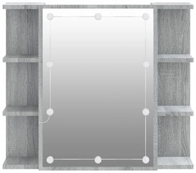 Armário espelhado com LED 70x16,5x60 cm sonoma cinza