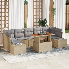 Conjunto de Sofás de Jardim de 8 Peças com Almofadas Bege em Rattan Si