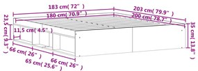 Estrutura de cama super king size 180x200 cm cinzento sonoma