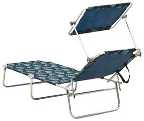 Espreguiçadeira dobrável com toldo aço folhas estampadas