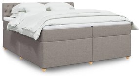 vidaXL Cama com molas/colchão 200x200 cm tecido castanho-acinzentado