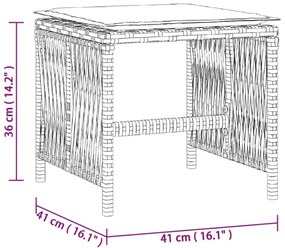 Bancos jardim almofadões 4 pcs 41x41x36 cm vime PE mistura bege