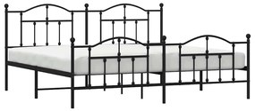 Estrutura de cama com cabeceira e pés 193x203 cm metal preto