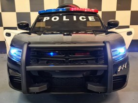 Carro elétrico infantil Dodge Policia 12V , telecomandado, pneus de EVA, assento em pele Preto