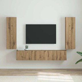 vidaXL Armário de TV de Parede 2 pcs Carvalho Artesanal
