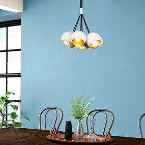 Chandelier Sivani – Branco e Dourado – Diâmetro 45 cm x Altura 108 cm