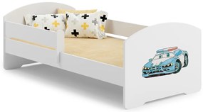 Cama infantil LUK polícia 160x80 branca com grade - colchão e estrado incluído