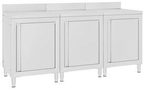 vidaXL Mesa trabalho comercial c/ armário 180x60x96 cm aço inoxidável
