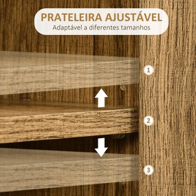HOMCOM Cómoda com 4 Gavetas Gaveteiro de Madeira com Porta Prateleira Ajustável e Pés de Metal para Sala de Estar Dormitório Cozinha 79x39x86cm Marrom