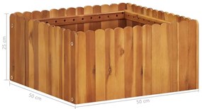 Vaso/floreira de jardim 50x50x25 cm madeira de acácia maciça