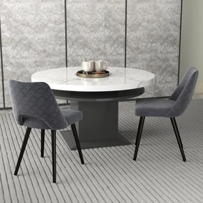 Conjunto de 2 cadeiras de jantar, cozinha estofada com almofada de espuma Pernas metálicas robustas Cinzentas