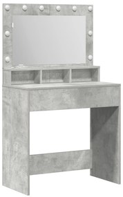 Mesa de Maquiagem vidaXL com Luzes LED Cinza Concreto 79x41x135 cm