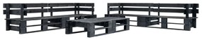 vidaXL Sofás de paletes para jardim 6 pcs madeira preto
