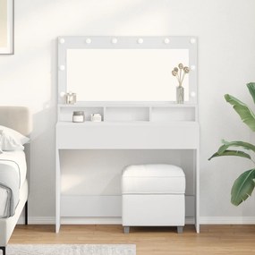 mesa de maquiagem branca vidaXL com luzes LED - 100x41x135 cm