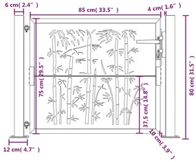 Portão de jardim 105x80 cm aço corten design bambu